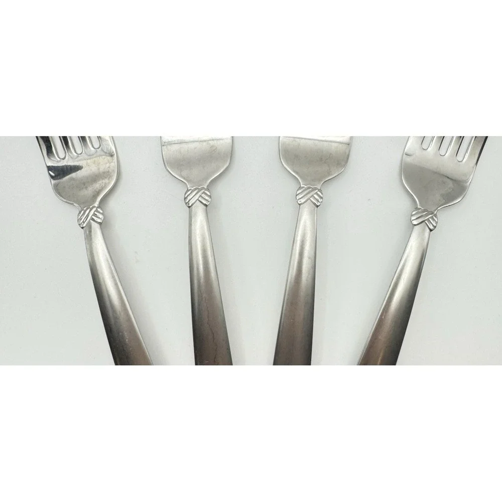 Oneida Rattan Satin Dinner Forks‎ Set 4 Stainless Steel USA Flatware
